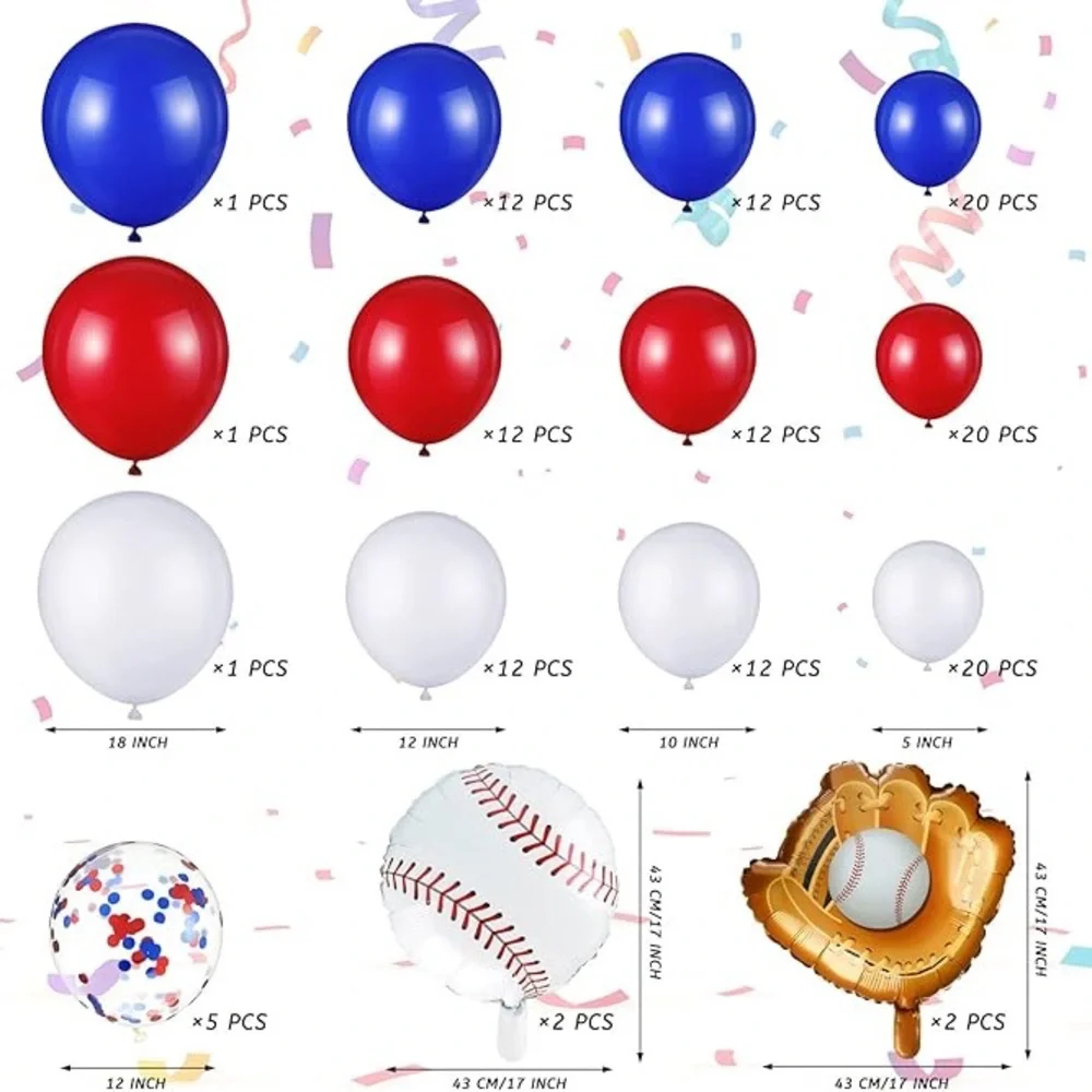Baseball Themed Party Balloon Set 144 Piece Baseball Party Favors
